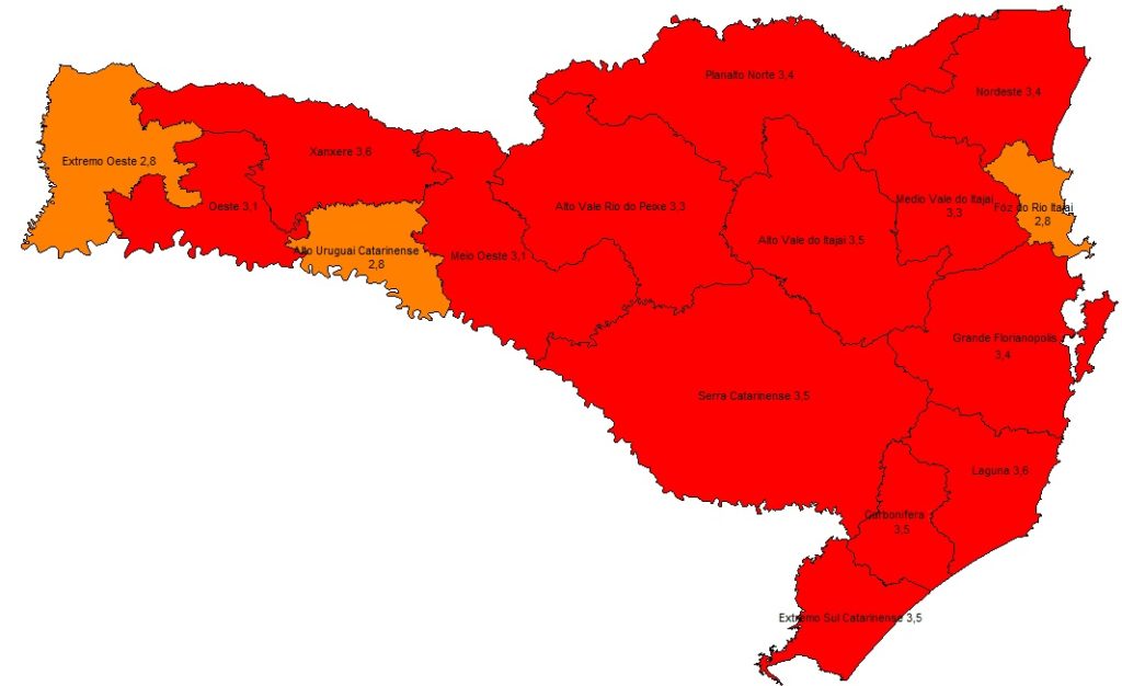 mapa de risco sc coronavirus