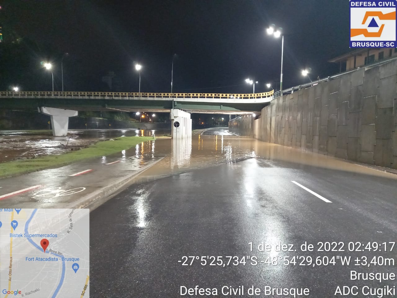 Confira os bairros com pontos de alagamento em Brusque