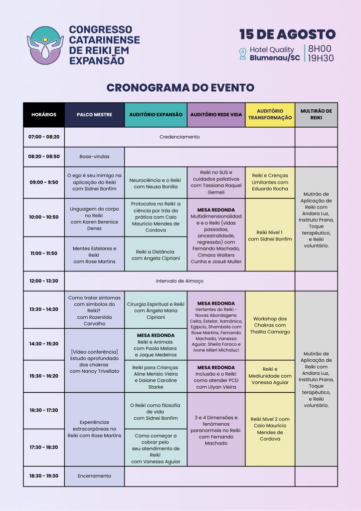 Congresso Catarinense de Reiki reúne mais de 20 especialistas e amplia debate sobre práticas integrativas
