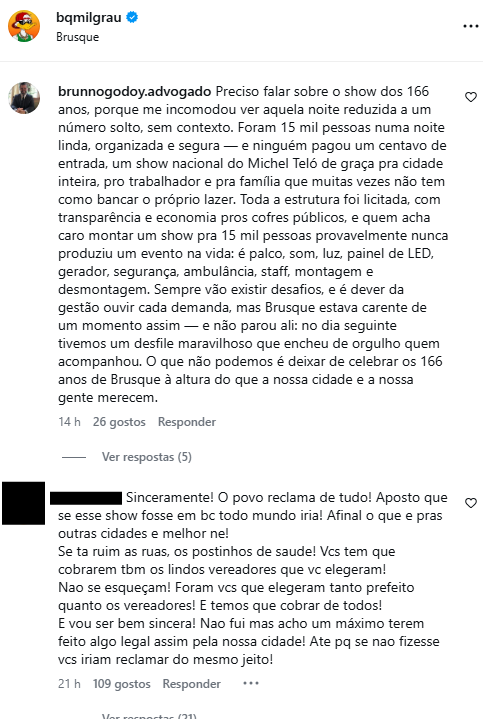 Brusque mil grau denuncia "ação coordenada" de comissionados da prefeitura de Brusque para atacar a página